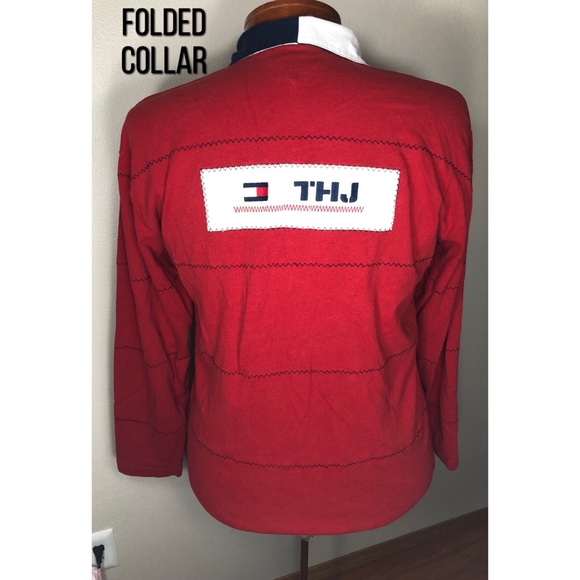 Red long sleeve polo shirt by Tommy Jeans 501 - Picture 5 of 6